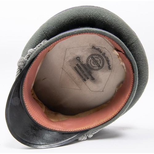 169 - A Third Reich Army Chaplain's peaked SD cap, with alloy embroidered insignia, lining marked 