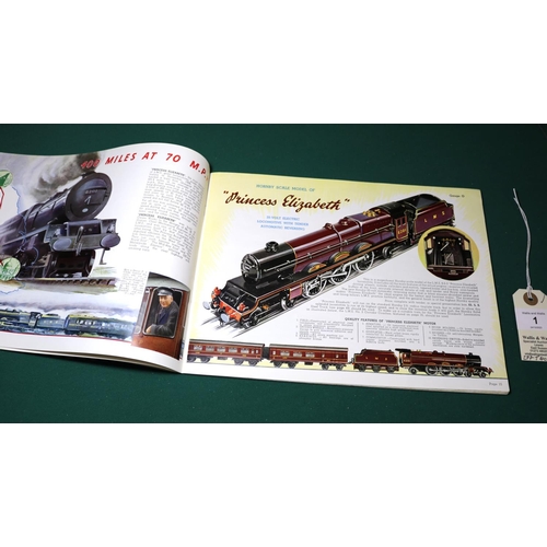 1 - Hornby, Book of Trains 1938 - 1939. Shows the full Range of trains, Coaches and accessories availabl... 