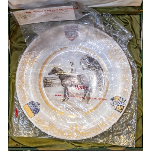 143 - 3 Commemerative Horse Racing related plates depicting Lester Piggott. Danbury Mint / Royal Worcester... 