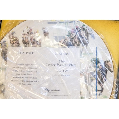 143 - 3 Commemerative Horse Racing related plates depicting Lester Piggott. Danbury Mint / Royal Worcester... 