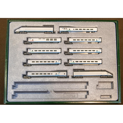 24 - A KATO 'N 'gauge Train Pack. (10719-1). An AVE Serie 100 10 car high-speed train comprising 2 power ... 