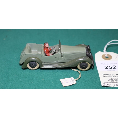 252 - Dinky Toys British Salmson Four-Seater Sports car (36f). An unusual example with driver, grey body w... 