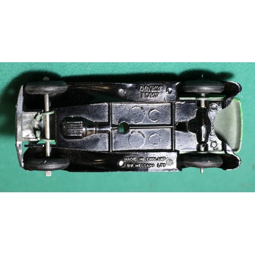 254 - Dinky Toys Bentley Sports Coupe (36b). An example in green with black moulded chassis, black ridged ... 