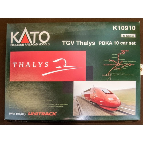 26 - A KATO 'N' gauge Train Pack. (K10910). A TGV Thalys PBKA 10-car set comprising 2 power cars and 8 pa... 