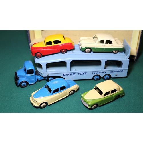 286 - A Scarce Dinky Supertoys Gift Set 990, Pullmore Car Transporter with Four Cars. Comprising Bedford P... 