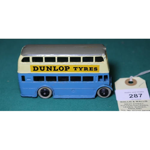 287 - Dinky Toys Double Deck Motor Bus (29c). 1938-1940 example in light blue and cream, with grey roof, A... 