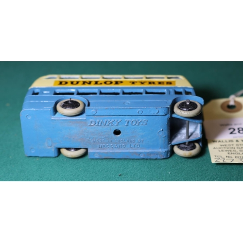 287 - Dinky Toys Double Deck Motor Bus (29c). 1938-1940 example in light blue and cream, with grey roof, A... 