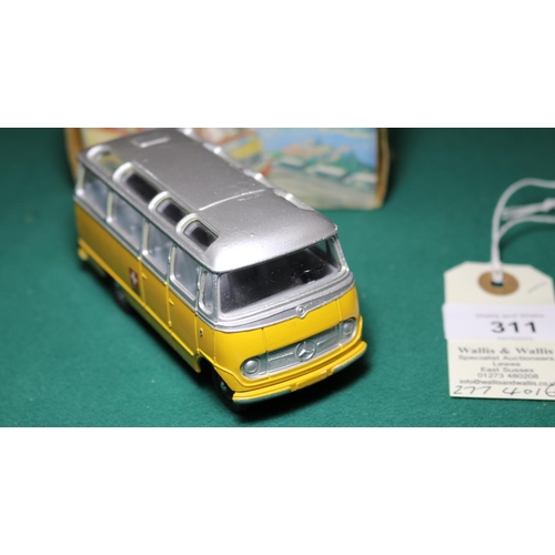 311 - A rare French Dinky Swiss issue Mercedes-Benz 'Petit Autocar' (minibus). An example in Swiss PTT dee... 