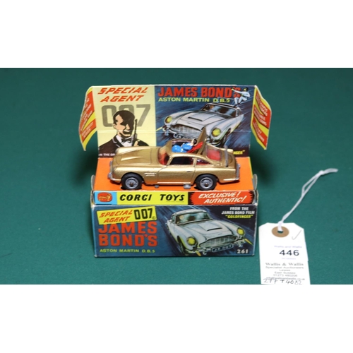 446 - Corgi 261 James Bond Aston Martin DB5 from the film Goldfinger. Car has all the features workin, Eje... 