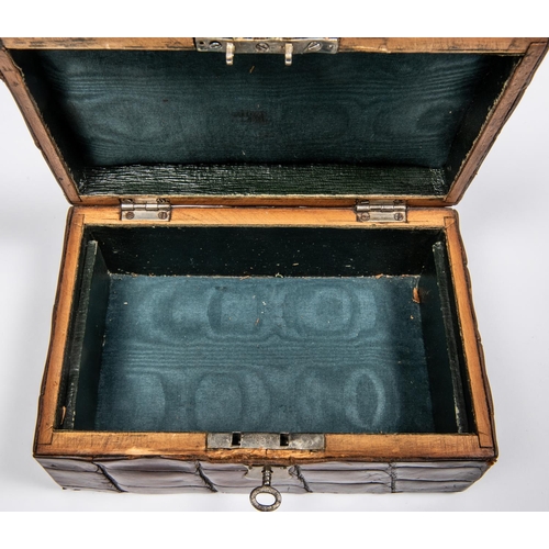 73 - Antique Crocodile skin Jewellery box with removable inner tray, Also comes with its key. Has the ori... 