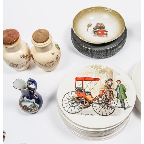 74 - Vintage car related ceramic and other items, Includes a pair of Bisque Nodding head figures, Man dre... 