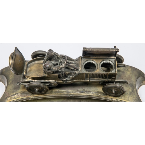 76 - 1907 Lorraine De Detrich Racing car  desk inwell set, The bonnet opens to reveal 2 holes for glass i... 