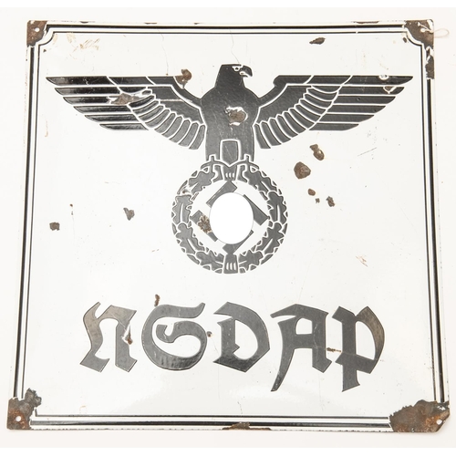 102 - A good original Third Reich NSDAP enamelled sign, 19¾