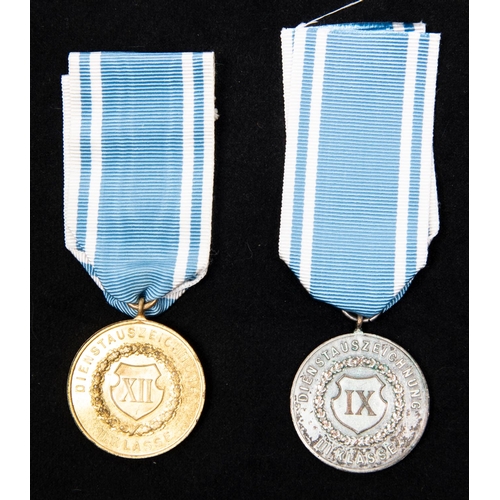135 - WWI Bavarian 9 year Long Service medal, GC; and similar 12 year medal. VGC (2) £50-60