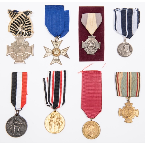 138 - Eight Imperial German Veterans medals: 25 year Veterans Association cross; Kyffhauserbund Cross of  ... 