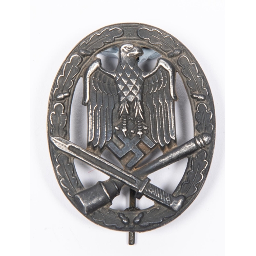 127 - A Third Reich General Assault badge, dark finish, the flat back marked 