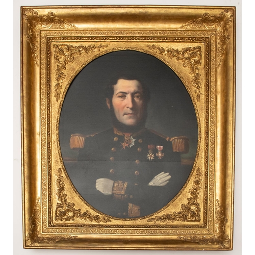 15 - A large oil on canvas portrait of Vice Admiral Thomasset, French Navy c 1882, artist unknown, in lar... 