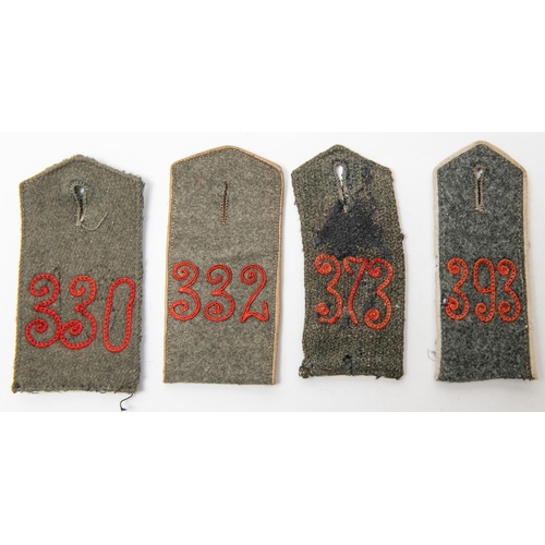 145 - 4 Imperial German shoulder boards: 330, 332, 373, 393. £80-100