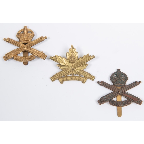 283 - WWI Canadian Machine Gun Corps brass cap badge, maple lef type (Charlton 45-1-9-20; another, General... 