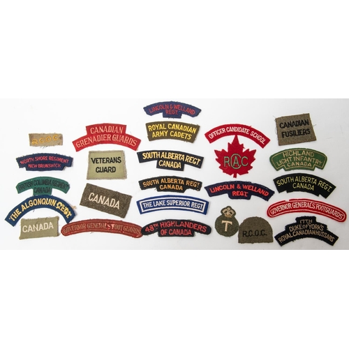 318 - 25 Canadian cloth insignia of WWII/post WWII, some removed from album (25) £80-100