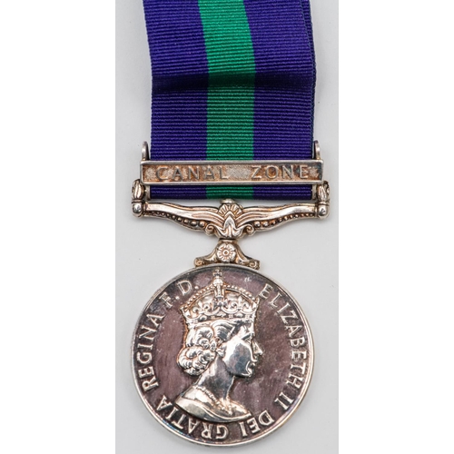 84 - General Service Medal 1918-62, 1 clasp Canal Zone (222925355 Spr T. White RAC), EF, in labelled box ... 