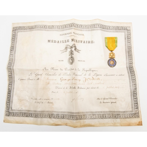 89 - France: Medaille Militaire, awarded to Sergeant George Henry Jordan, 