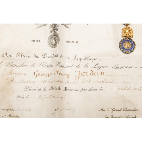 89 - France: Medaille Militaire, awarded to Sergeant George Henry Jordan, 