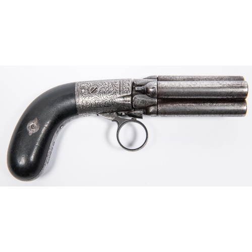 533 - A Belgian 4 barrelled 120 bore Mariette self cocking ring trigger percussion pepperbox revolver, 7