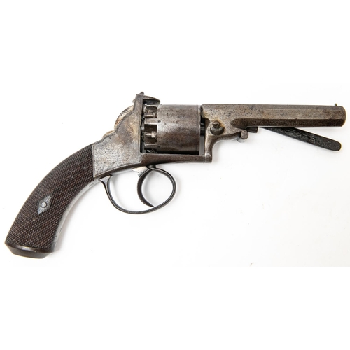 536 - 6 shot 80 bore self cocking open wedge frame percussion revolver, 9½