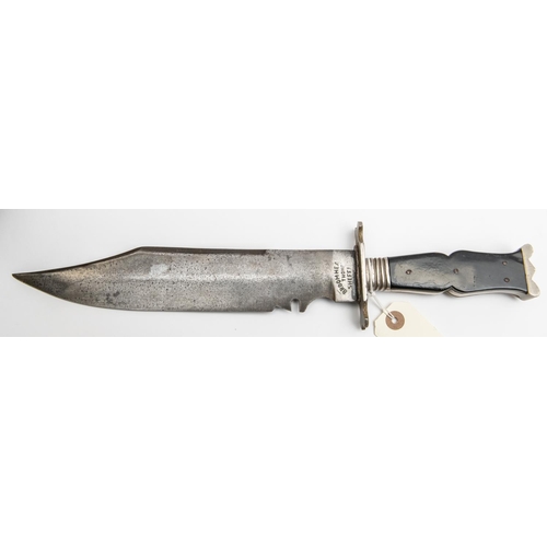 436 - A large modern Bowie knife, broad clipped back blade 10¾