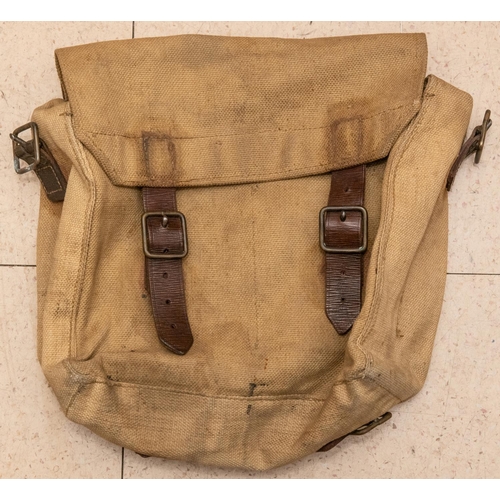 199 - A good example of a WWI 1914 pattern large pack complete with leather straps; also a 1914 pattern sm... 