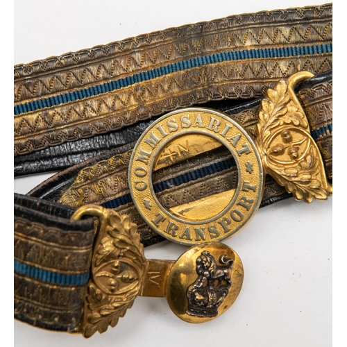 328 - A Victorian officer's bullion waist belt of the Commissariat Transport Department, with gilt clasp. ... 