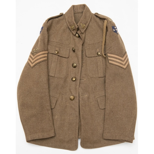 367 - A good ORs khaki SD jacket 1922 pattern, brass GS buttons, collar badges and RAOC titles, Southern C... 