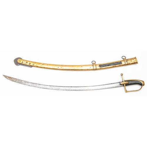 430 - A good copy of a late 18th century French cavalry trooper's sword, with brass hilt and brass scabbar... 