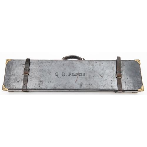 514 - A brass bound leather covered gun case for a DB gun with 30