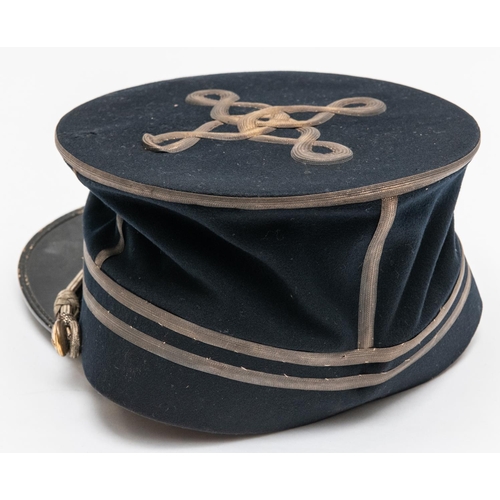 407 - A WWI Belgian artillery officer's blue kepi, with bullion embroidered badge , gilt cannon buttons an... 