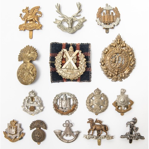 244 - 15 Infantry cap badges, including pre 1920 Queens, pre 1935  Northumberland Fusiliers, East Surrey w... 