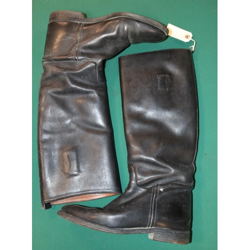 387 - A pair of black leather cavalry boots, 18