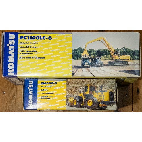 58 - 2 Komatsu  Manufactured by Joal 1:50 scale Construction Vehicles, WA600-3 Wheel Loader, And a PC1100... 