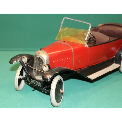 290 - Andre Citroen B2 Torpedo open top tin-plate clockwork car. 38cm in length. These toys were produced ... 