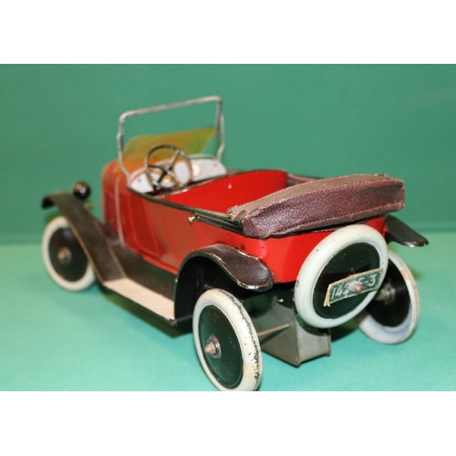 290 - Andre Citroen B2 Torpedo open top tin-plate clockwork car. 38cm in length. These toys were produced ... 