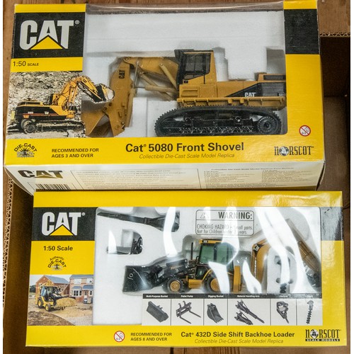 60 - 5 Cat Construction vehicles. Cat 432D Side Shift Backhoe Loader, Cat 5080 Front Shovel, Cat 611 Whee... 