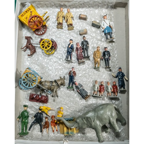 78 - Quantity of Britains and various makes of lead figures and other items. includes Taylor & Barret Zoo... 