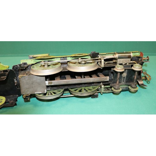 228 - A rare Bing gauge 3 spirit fired LSWR 4-4-0 tender locomotive. C.1902 Locomotive 39cm, 6 wheeled ten... 