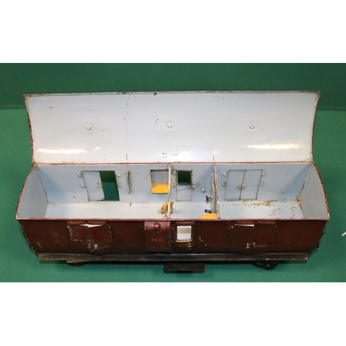 229 - A rare Bing Gauge 3 MR bogie Guards Van. 43cm, buffer to buffer, in lined maroon livery, with dark g... 