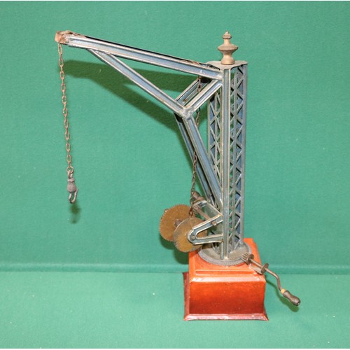 275 - Marklin, Early 20th century metal and tinplate railway chain operated crane. Finished in blue grey w... 