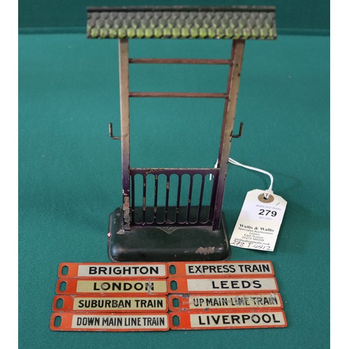 279 - Bing Tinplate  train destination indicator. Has individual metal name plates that slide in through a... 