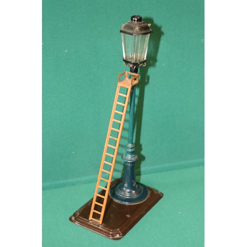 280 - Bing early 20th century metal and Tinplate street lamp, green metal lamp with tin ladder and base. G... 