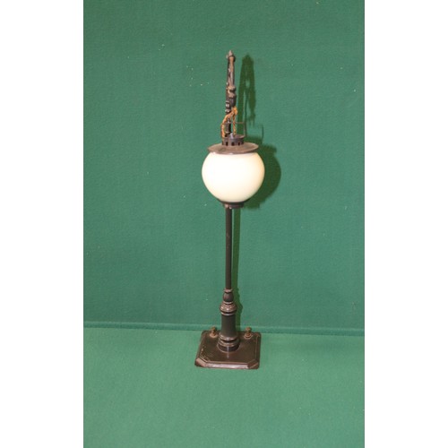 282 - Bing early 1920s Cast metal & Tinplate street lamp. Lovely ornate cast post in grey with square base... 