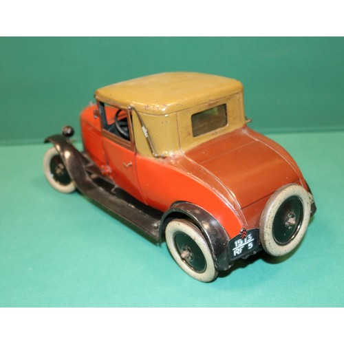 287 - A rare Andre Citroen 1930s, C6 Hard top Coupe tin-plate clock work Car, 40cm in length. These toys w... 